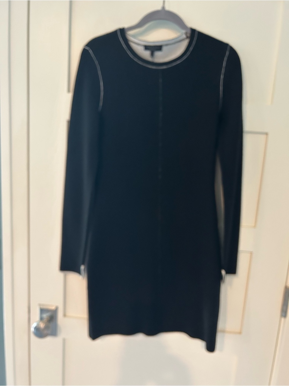 Rag and Bone Women’s Black Long-Sleeve Stitch-Detail Sweater Dress